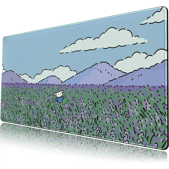 Cute Desk Mat Blue Lavender Large Mouse Pad XL Long Extended Cartoon Bear Mousepad Desktop Mat Laptop Keyboard Mouse Mat Desk Pad 31.5''''x15.7'''' for Office Work from Home