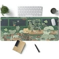 thumbnail image 1 of Cute Desk Mat Kawaii Bear XL Large Gaming Mouse Pads Desk Pad Desk Mats Pads on top of Desks Mousepad Cute Anime Plant Desk Protector 31.5x11.8 in, Aesthetic Brown and Green Forest Keyboard Pad, 1 of 6
