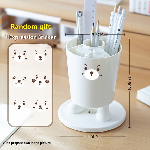 Cute Desk Pencil Pen Holder 360° Rotating Multi-Functional Desktop Storage Organizers Perfect for Office and Student Use, Gifts for Men and Women