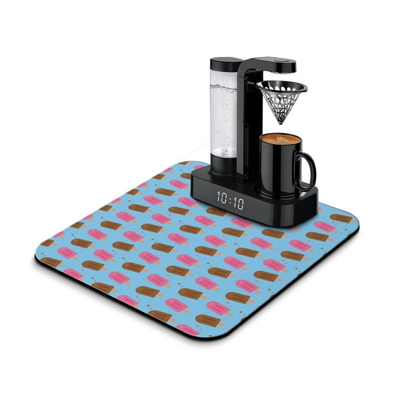 Cute Dessert Coffee Maker Mat - Pink Kawaii Donut Pattern Absorbent Bar Mat, 4-Layer Non-Slip Drying Mat for Coffee Station and Kitchen