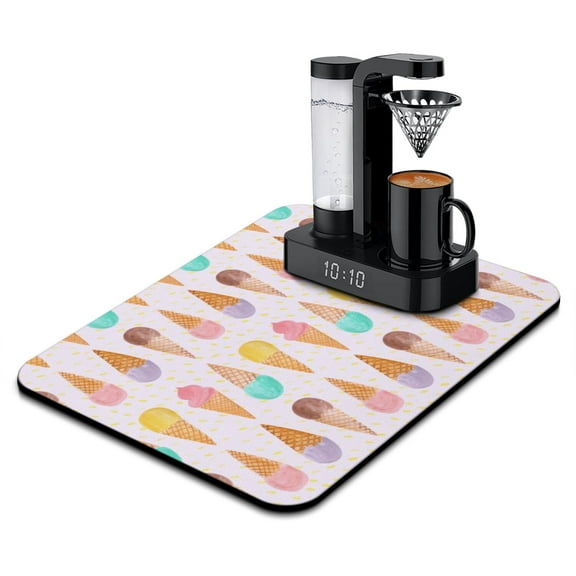 Cute Dessert Coffee Maker Mat - Pink Kawaii Donut Pattern Absorbent Bar Mat, 4-Layer Non-Slip Drying Mat for Coffee Station and Kitchen