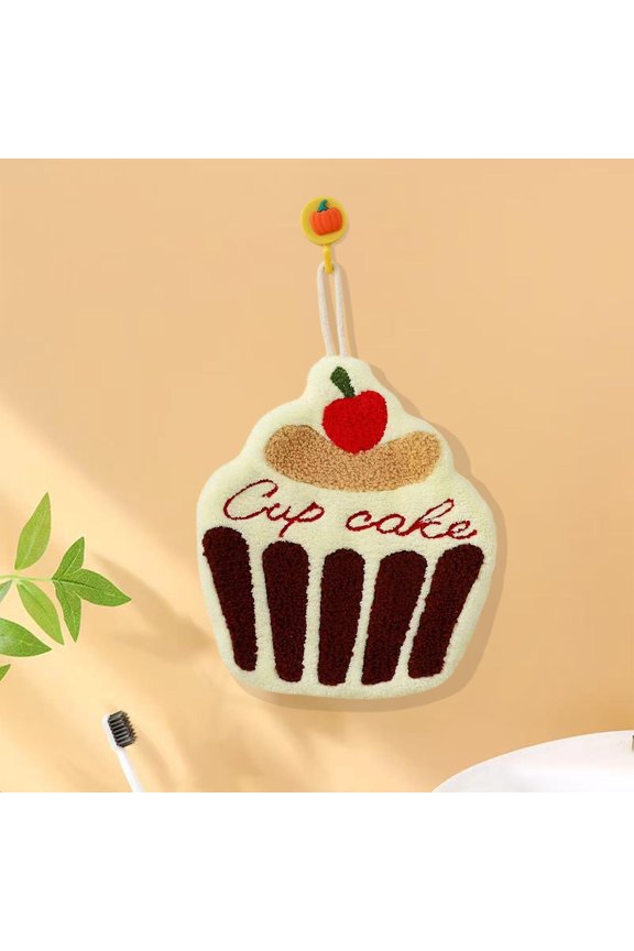 Cute Dessert Series Hand Towels, Baking-Themed Hangable Kitchen Towels, Thick Household Fleece Absorbent Dishcloths, Fast-Dry Towels with Cartoon Shapes for Fun Hand Drying Experience