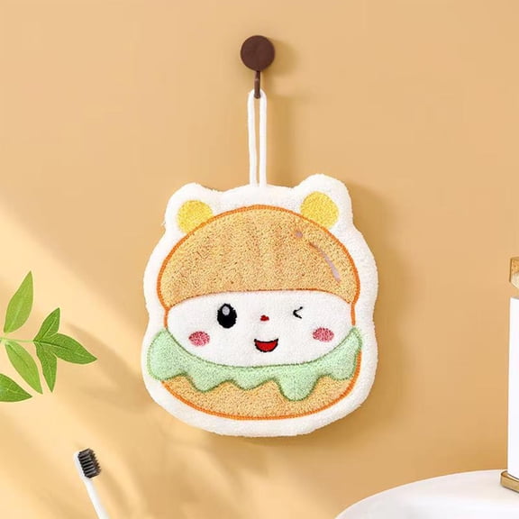 Cute Dessert Themed Hand Towels, Highly Absorbent and Fast-Drying Coral Fleece Dishcloths for Kitchen and Bathroom, Decorative Hangable Towel with Loop(A)