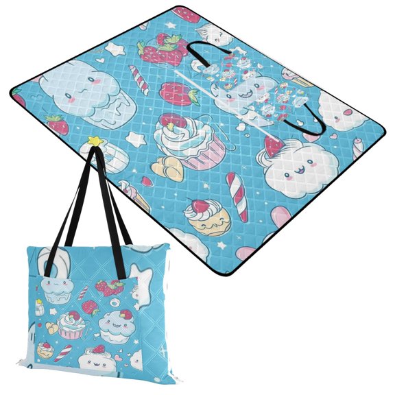 Cute Desserts Extra Large Picnic Beach Blanket Waterproof Sand Proof Portable Outdoor Mat 60x80