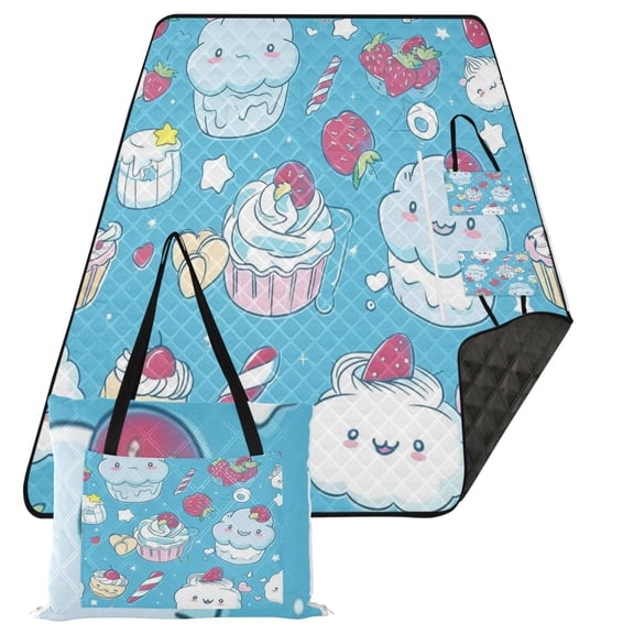 Cute Desserts Extra Large Picnic Beach Blanket Waterproof Sand Proof Portable Outdoor Mat 80x118