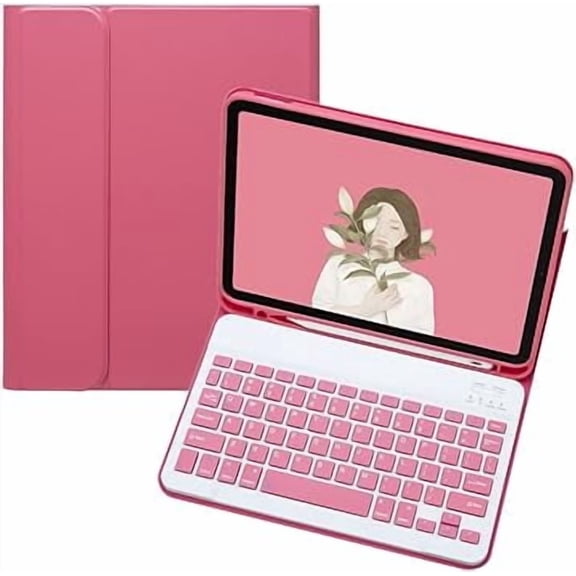 Cute Detachable Bluetooth Keyboard Case Dark Pink for iPad Pro 11 Inch 1/2/3/4 Gen