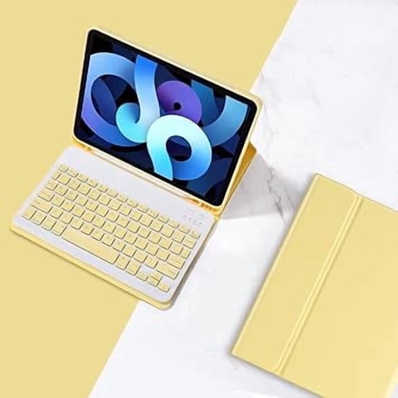 Cute Detachable Bluetooth Keyboard Case Yellow for iPad Mini 6/7 8.3 Inch