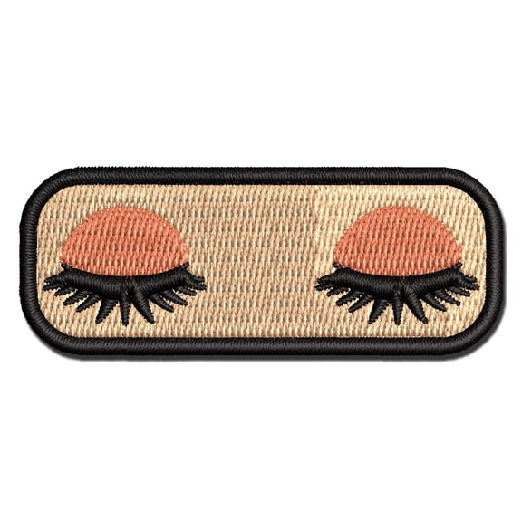Cute Detailed Eyelashes Pair Applique Multi-Color Embroidered Iron-On Patch - 3 Inch Medium