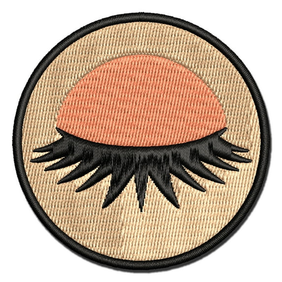Cute Detailed Eyelashes Single Applique Multi-Color Embroidered Hook & Loop Patch - 3 Inch Medium