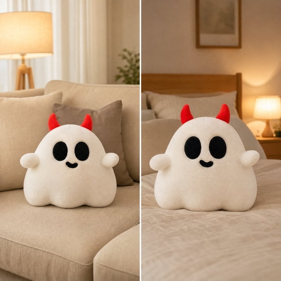 Cute Devil Ghost Plush Doll, Halloween Stuffed Toy Soft Throw Pillow, Sofa Bedroom Holiday Decoration Gift for Kids Adults