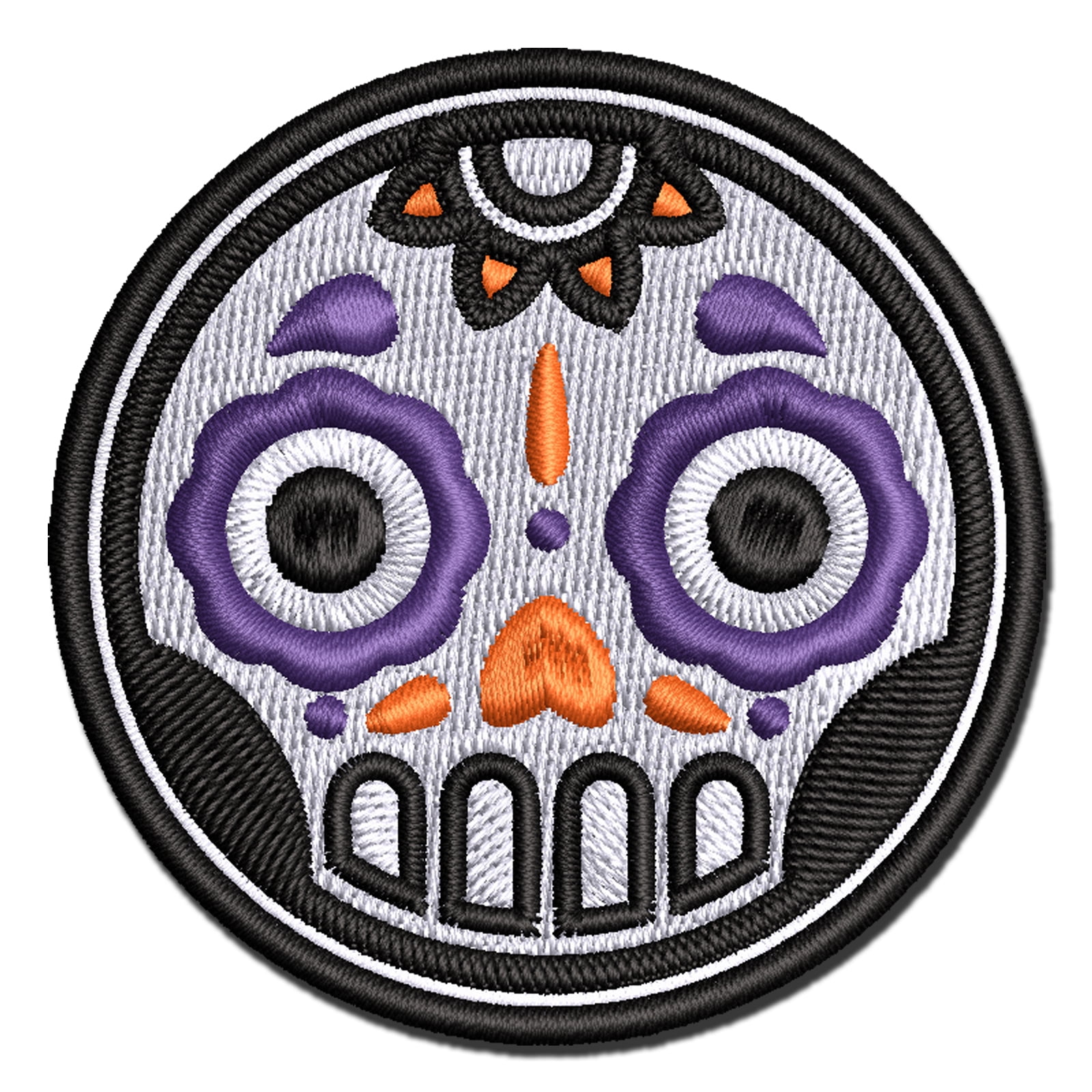 Cute Dia de los Muertos Day of Dead Sugar Skull Applique Multi-Color Embroidered Iron-On Patch - 3.5 Inch Large