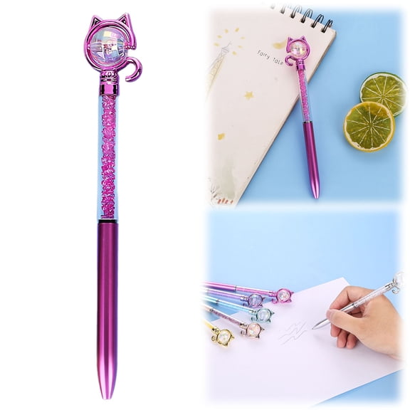 Cute Diamond Crown Cat Shaped Multicolor Ballpoint Pens, Smooth Writing Portable Office Stationery Gift for Cat Lovers
