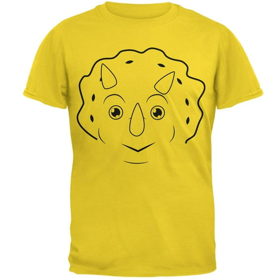Cute Dino Dinosaur Face Triceratops Mens T Shirt Yellow 2XL