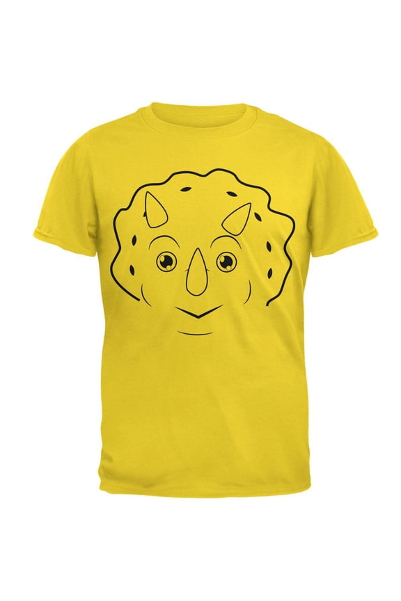 Cute Dino Dinosaur Face Triceratops Mens T Shirt Yellow X-LG