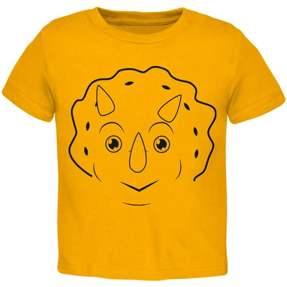 Cute Dino Dinosaur Face Triceratops Toddler T Shirt Gold 2T