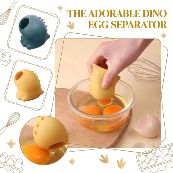 Cute Dino Egg Separator 2.36 In, Soft Silicone Yolk Sucker With Adorable Dinosaur Shape For Mess-Free Baking, Perfect Kitchen Gadget A