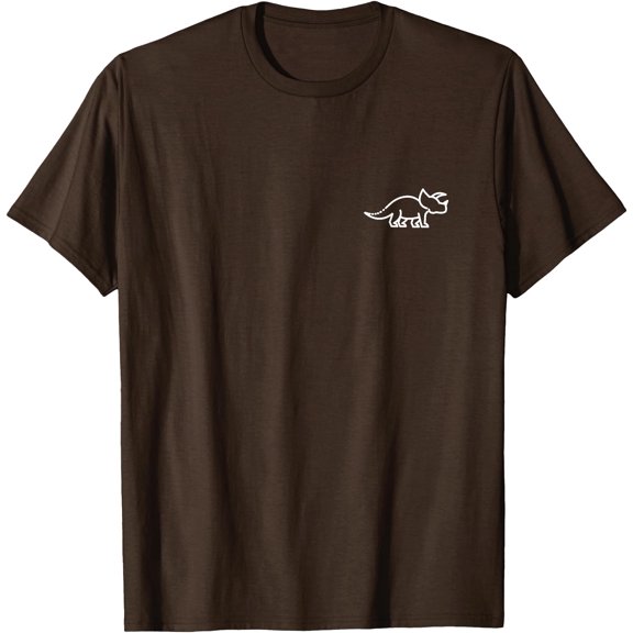 Cute Dino Left Chest Mini Triceratops Dinosaur Minimalist Badge Unisex T-Shirt for Men Women Kids,Dark Chocolate Color,Size 5XL