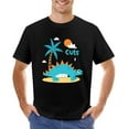 thumbnail image 1 of Cute Dino Men’s Graphic T-shirt Vintage Short Sleeve Sport Tee Black 4XL, 1 of 2