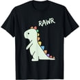 thumbnail image 1 of Cute Dino Rawr Dinosaur Roaring Funny Kid Dino Cartoon Unisex T-Shirt for Men Women Kids,Black Color,Size 2T, 1 of 5