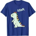 thumbnail image 1 of Cute Dino Rawr Dinosaur Roaring Funny Kid Dino Cartoon Unisex T-Shirt for Men Women Kids,Royal Blue Color,Size 3T, 1 of 5