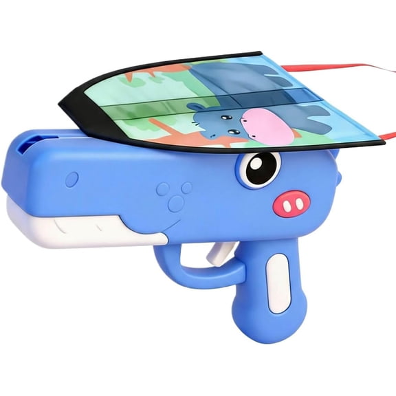 Cute Dinosaur Airplane Launcher Style Thumb Ejection Kite Toy, Portable Slingshot Kite Launcher for Everyone - Easy to Launch Mini Beach Kites, Outdoor Flying Catapult Toy (blue)Q