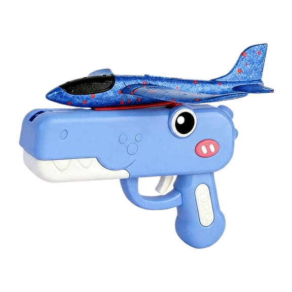 Cute Dinosaur Airplane Launcher Toy, 8'' Foam Glider Plane, Catapult Aircraft, Outdoor Flying Toy, Birthday Gift.(Blue)