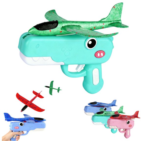 Cute Dinosaur Airplane Launcher Toy, Foam Glider Plane - 2026 New Outdoor Flying Catapult Toy - Fun Birthday Gifts for Kids, Easy to Launch Foam Aircraft(Green)