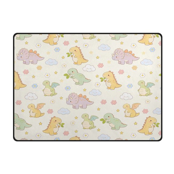 Cute Dinosaur Area Rug 63x48 Inch Non Slip Absorbent Soft for Bedroom Entryway