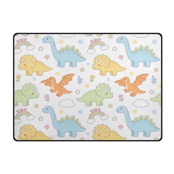 Cute Dinosaur Area Rug 63x48 Inch Non Slip Absorbent Soft for Bedroom Entryway
