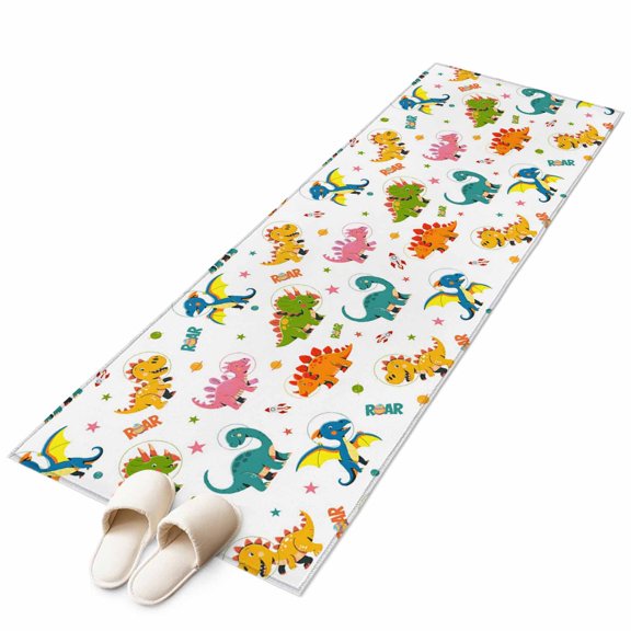 Cute Dinosaur Area Rugs Collection 2'x6', Cartoon Dino Funny Boys Girls Children Non Slip Indoor Rectangle Throw Runner Rug Floor Mat Carpet for Living Room Dining Table Bedroom Nursery