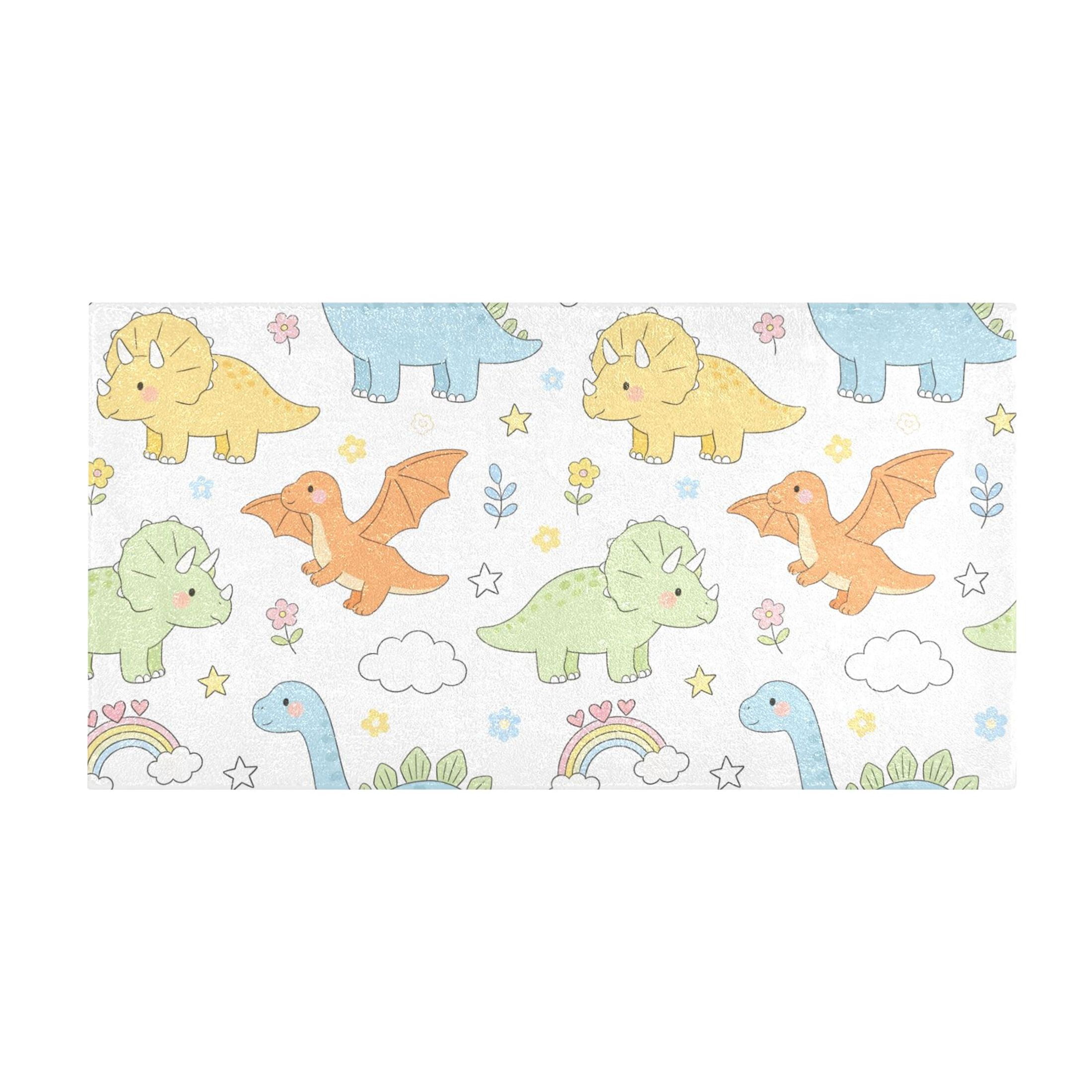 Cute Dinosaur Bath Mat 39x20 Inch Soft Absorbent Non-Slip Plush ...