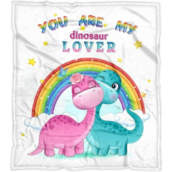Cute Dinosaur Blanket for Girls - Kids Jurassic Dinosaur Gifts Room Decor Soft Cozy Flannel Dino Throw Blanket 50x60Inch
