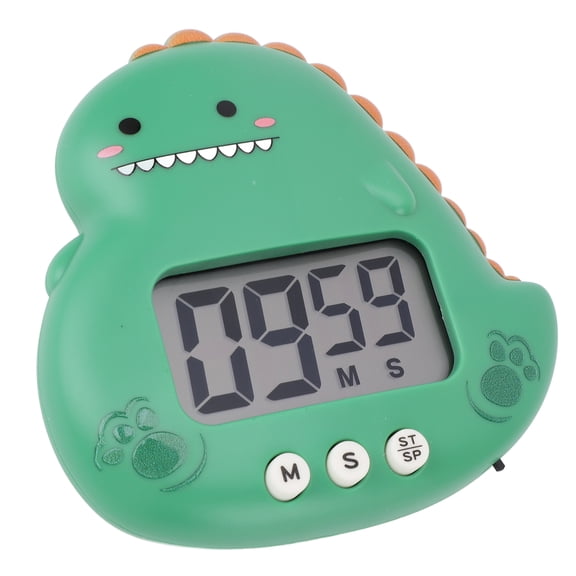 Cute Dinosaur Digital Kitchen Timer for Kids Loud Alarm Magnetic Countdown Timer Large LCD Display Green for Classroom Home Study Cooking 5.9x5.1x1.2 inches / 15x13x3 cm