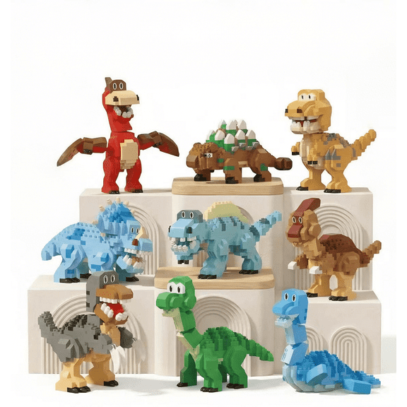 Cute Dinosaur Display Box Set, 3,534 Piece Standard Brick Dinosaur Scene Building Set