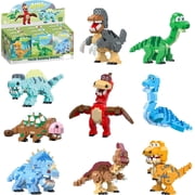 Ylutex 9 Pack Dinosaurs Mini Building Blocks Set, Micro Dino Building Kit,Display Gift for Age 14+