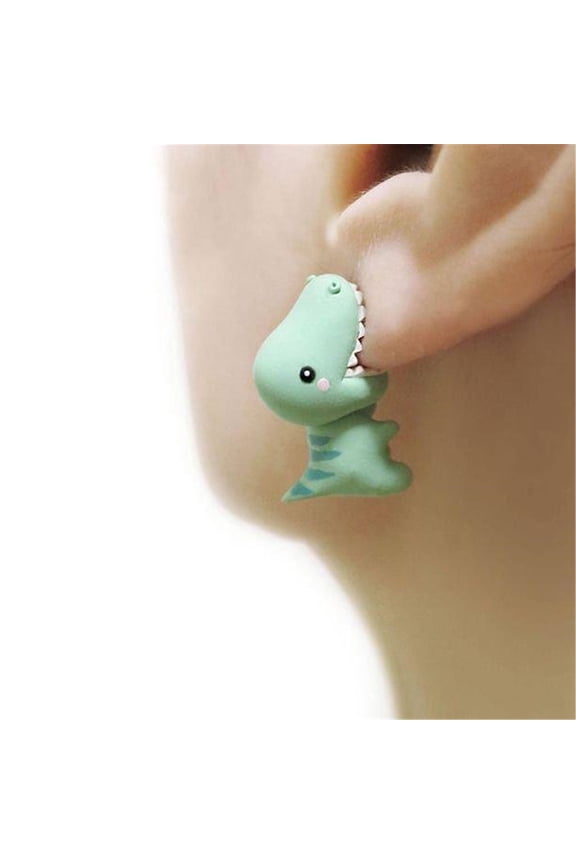 Cute Dinosaur Earrings for Women - Alloy Metal Small Dinosaur Stud Earrings, 2.5cm Long, Unique Gift Idea, Durable Post Design for Pierced Ears