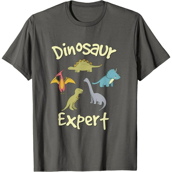 Cute Dinosaur Expert Unisex T-Shirt for Men Women Kids,Charcoal Color,Size 5/6