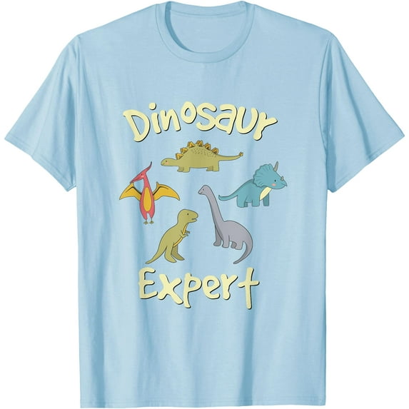 Cute Dinosaur Expert Unisex T-Shirt for Men Women Kids,Light Blue Color,Size YS