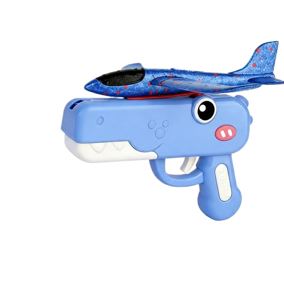 Cute Dinosaur Foam Glider Plane Airplane Launcher Toy Easy to Launch Catapult Toy Boxed Blue