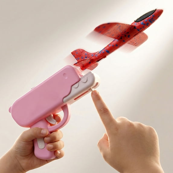 Cute Dinosaur Foam Glider Plane Airplane Launcher Toy Easy to Launch Catapult Toy Boxed Pink