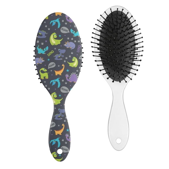 Cute Dinosaur Hair Brush - Smooth Detangling & Scalp Massage, Ergonomic Handle for All Hair Types, Fun Dino Print