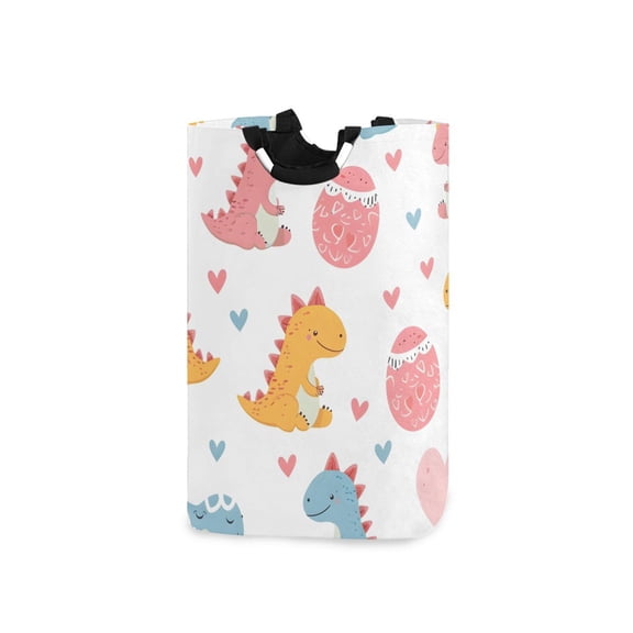 Cute Dinosaur Heart Egg Laundry Basket with Handles Foldable Laundry Hamper Freestanding Washing Bin 50L