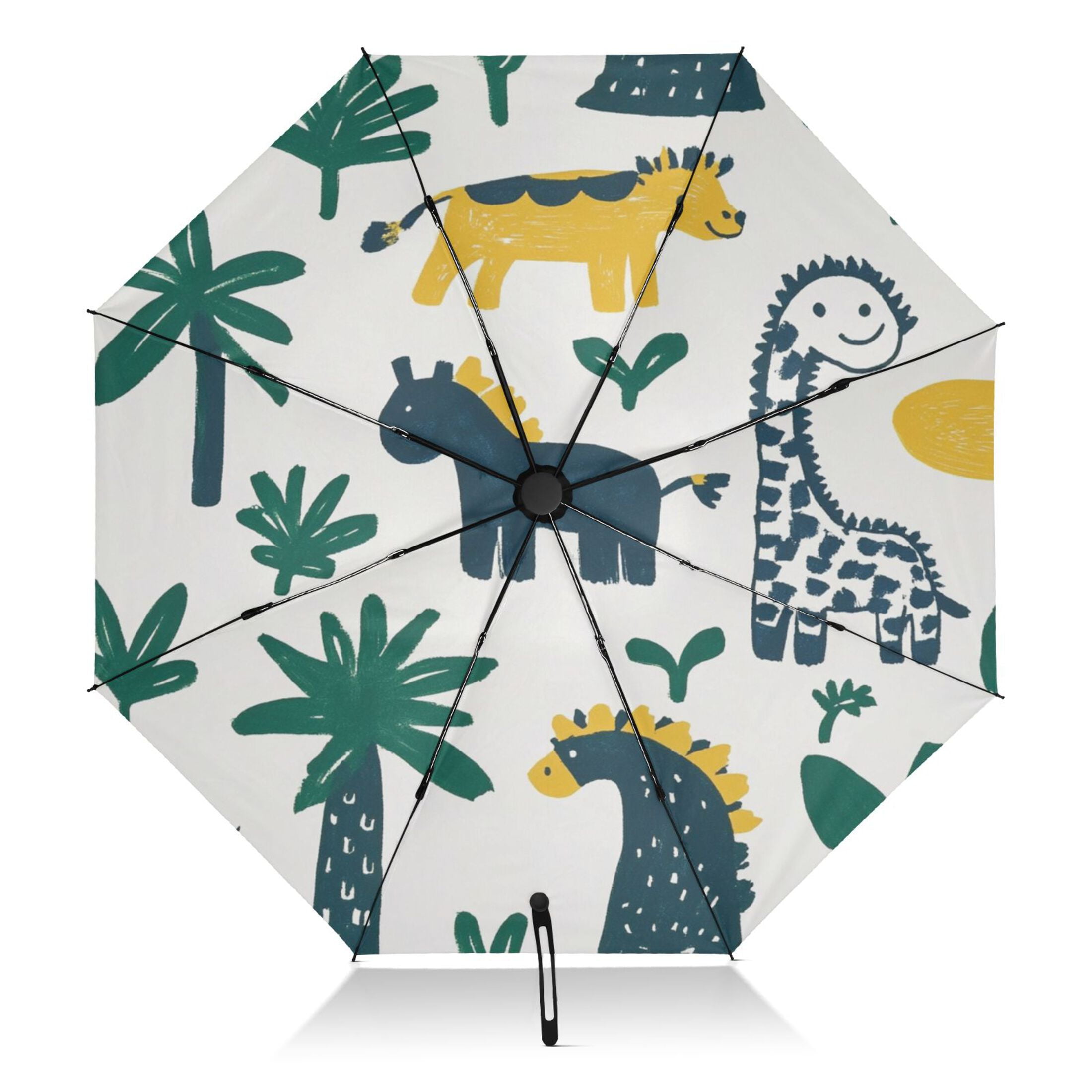Cute Dinosaur Illustration Extra Large Automatic Umbrella, UV Protection, Waterproof, Auto Open and Close