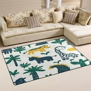 Cute Dinosaur Illustration Soft Polyester Area Rug 31x20, Non Slip, Memory Foam, Water Absorbent