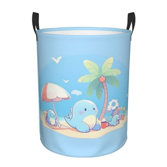 Cute Dinosaur In Holiday Laundry Hamper Small Storage Basket/Toy Organizer/Dirty Clothes Bucket