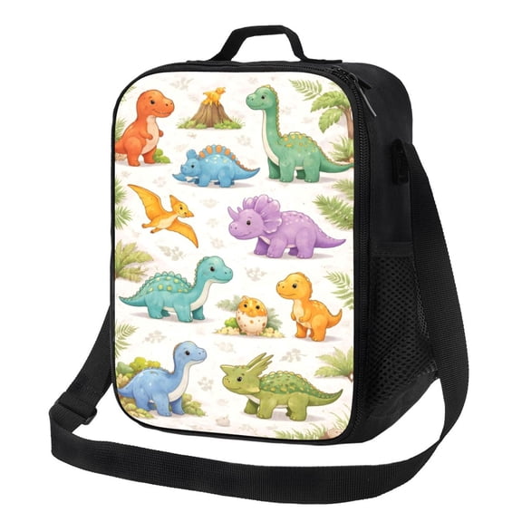 Cute Dinosaur Lunch Bag Insulated Thermal Box with Shoulder Strap & Handle for Work and Picnic