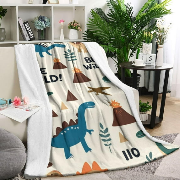 Cute Dinosaur Pattern Blanket,Comfortable Soft Flannel Throw Blanket,All Season,Warm Lightweight Blankets for Sofa Bed Couch Living Room Chair,40"x50"(100x130cm)