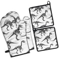 thumbnail image 1 of Cute Dinosaur Pattern Kitchen Oven Mitt and Pot Holder Sets 4 Pcs for Baking, Cooking and Grilling, Heat Resistant Up To 392 °F, 1 of 7