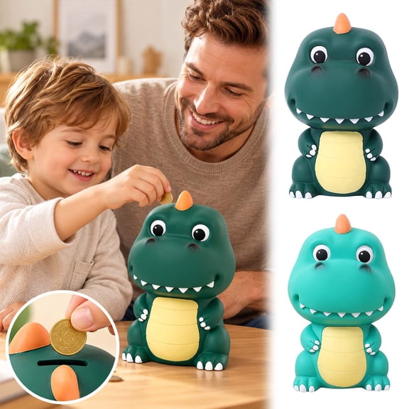 Cute Dinosaur Piggy Bank for Boys, Unbreakable DinosaurâShaped Coin Bank, Kids Money Saving Bank Toy for Birthday Holiday Gift