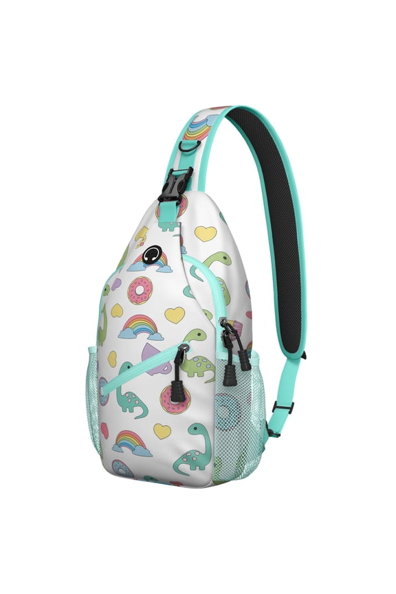 Cute Dinosaur Print Sling Backpack for Women, Hand-drawn Dino Pattern Lightweight Crossbody Shoulder Bag for Travel, School, Outdoors